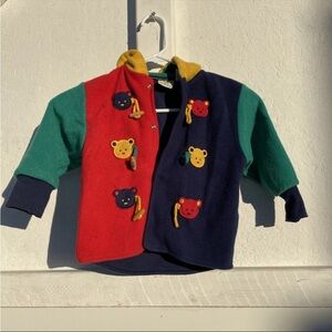 Vintage Colorful Kids Jacket with Bear Accents